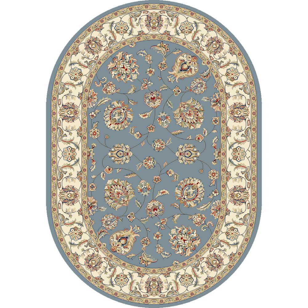 Dynamic Rugs 57365-5464 Ancient Garden 6.7 Ft. X 9.6 Ft. Oval Rug in Light Blue/Ivory